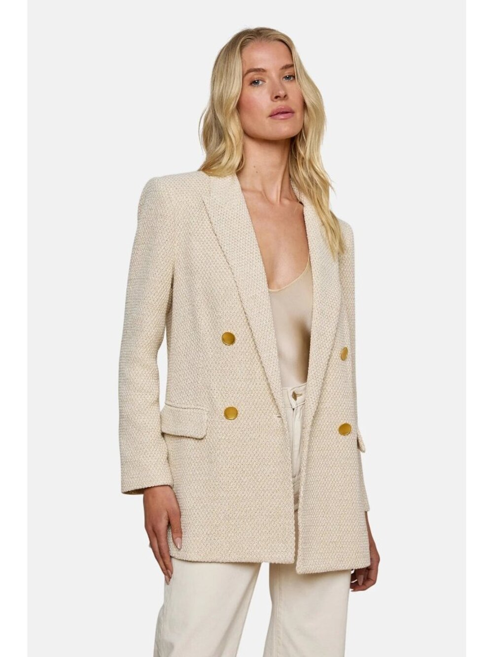 L'Agence Riva Oversized Double Breasted Blazer 4 Cream Gold